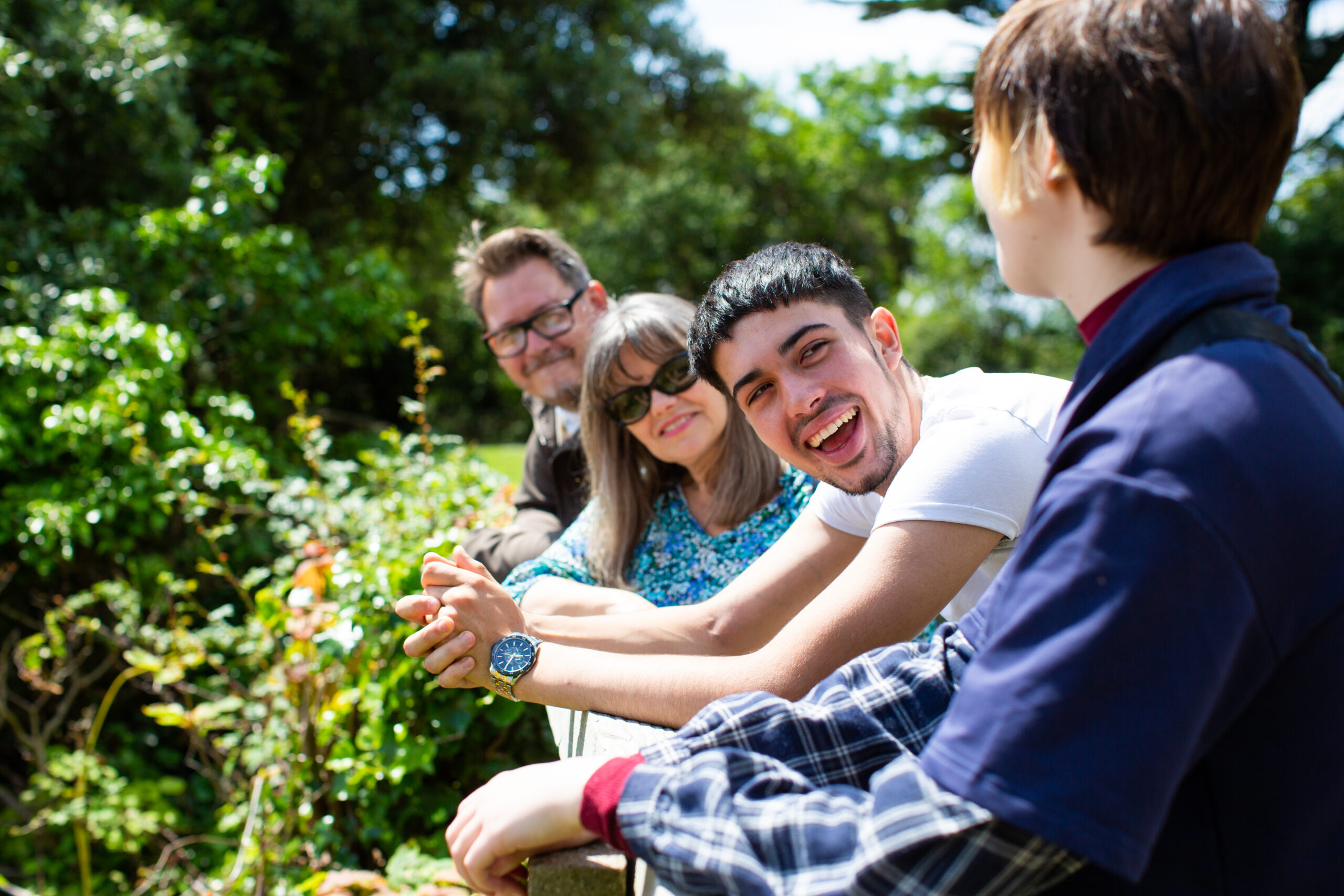 A group of people laughing